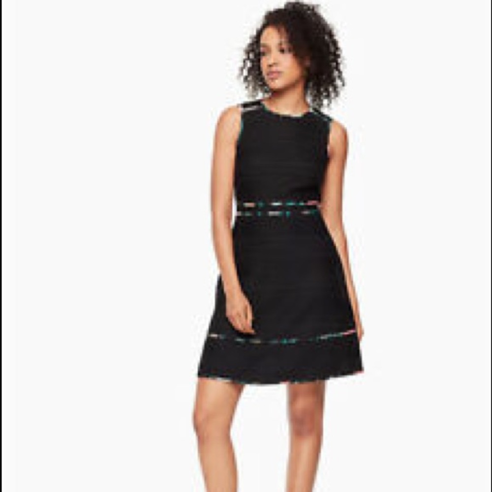 NWT Kate Spade Black Blossom Trim Tweed Dress